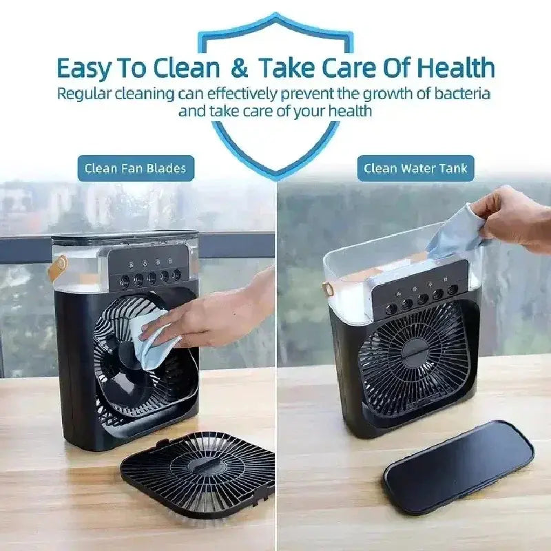 New 3 in 1 Fan Air Conditioner Household Mini Air Cooler LED Night Light Portable Humidifier Air Adjustment Fan Office Home Fan Quiet Desk Fan Bling Fan Usb Rechargeable Fan Portable Personal Fan